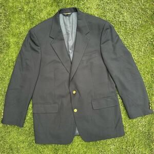 Brooks Brothers Brooksease Navy Gold Button Single Breast Wool Blazer Sport Coat